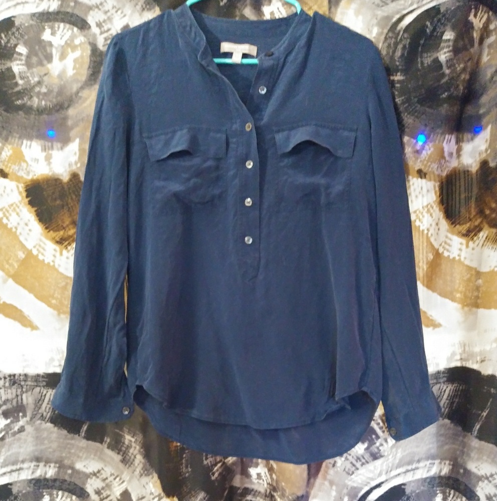 Blue silk shirt